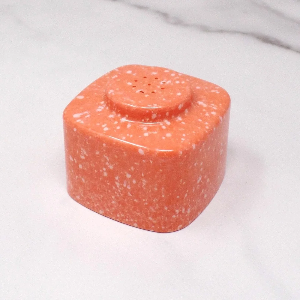 Vintage Brookpark Melmac / Melamine Salt Shaker, Speckled Coral (1950s)